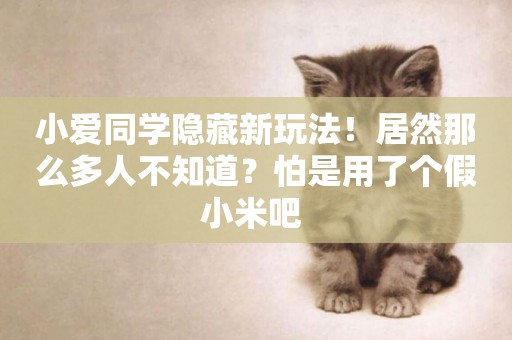 小愛同學隱藏新玩法！居然那么多人不知道？怕是用了個假小米吧 