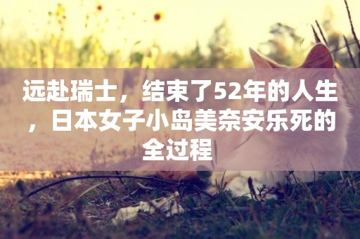 遠赴瑞士，結束了52年的人生，日本女子小島美奈安樂死的全過程 