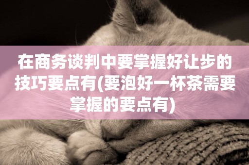 在商務談判中要掌握好讓步的技巧要點有(要泡好一杯茶需要掌握的要點有) 