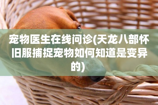寵物醫生在線問診(天龍八部懷舊服捕捉寵物如何知道是變異的) 