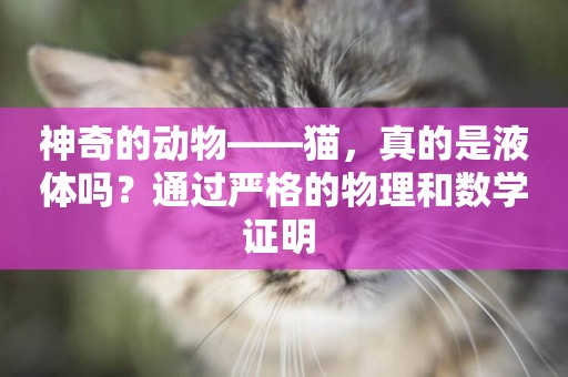 神奇的動物——貓，真的是液體嗎？通過嚴格的物理和數學證明 