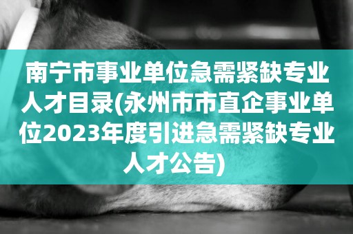 南寧市事業單位急需緊缺專業人才目錄(永州市市直企事業單位2023年度引進急需緊缺專業人才公告) 