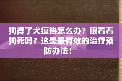 狗得了犬瘟熱怎么辦？眼看著狗死嗎？這是最有效的治療預防辦法！ 