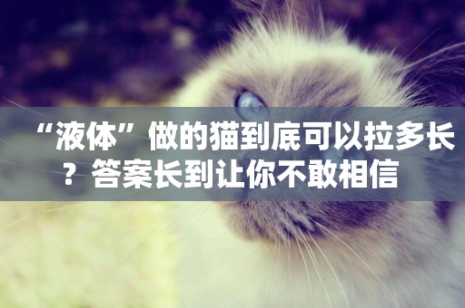 “液體”做的貓到底可以拉多長？答案長到讓你不敢相信 
