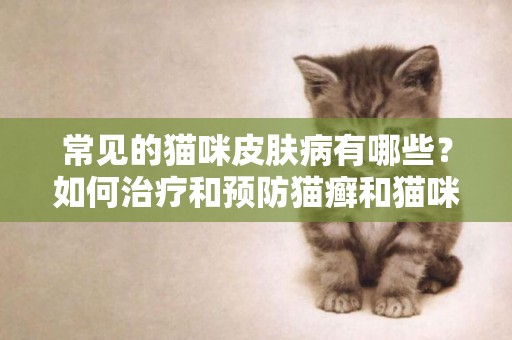 常見的貓咪皮膚病有哪些？如何治療和預防貓癬和貓咪黑下巴？ 