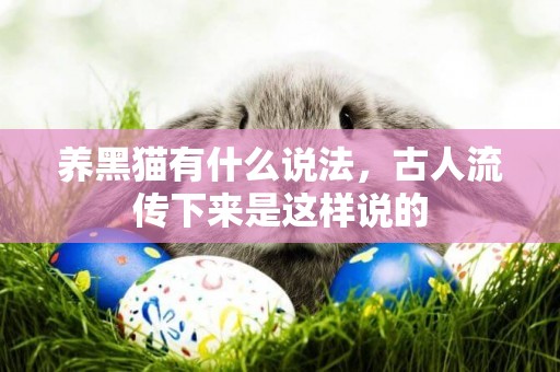 養黑貓有什么說法，古人流傳下來是這樣說的
