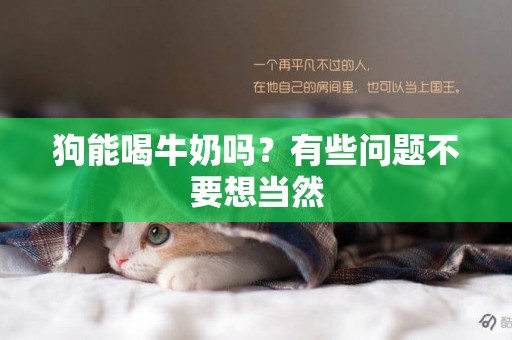 狗能喝牛奶嗎？有些問題不要想當然