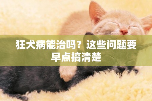 狂犬病能治嗎？這些問題要早點搞清楚