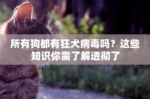 所有狗都有狂犬病毒嗎？這些知識你需了解透徹了