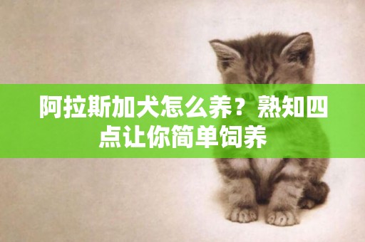 阿拉斯加犬怎么養？熟知四點讓你簡單飼養