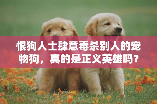 恨狗人士肆意毒殺別人的寵物狗，真的是正義英雄嗎？