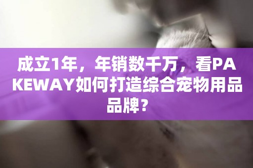 成立1年，年銷數千萬，看PAKEWAY如何打造綜合寵物用品品牌？
