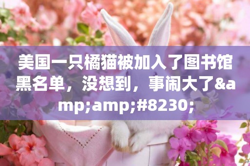 美國一只橘貓被加入了圖書館黑名單，沒想到，事鬧大了&amp;#8230;