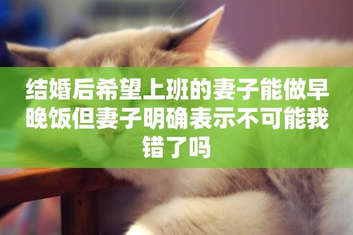 結婚后希望上班的妻子能做早晚飯但妻子明確表示不可能我錯了嗎