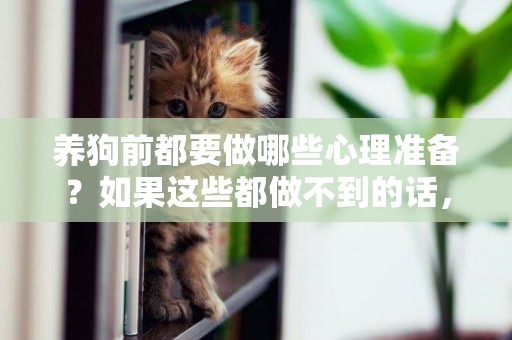 養狗前都要做哪些心理準備？如果這些都做不到的話，請你不要養狗