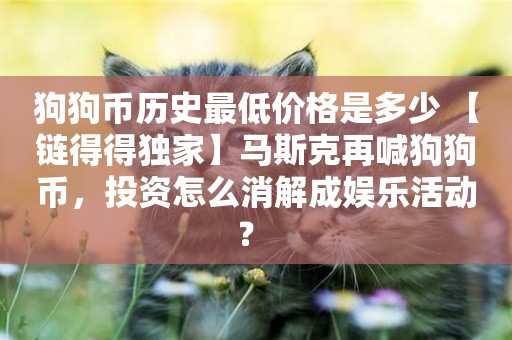 狗狗幣歷史最低價格是多少 【鏈得得獨家】馬斯克再喊狗狗幣，投資怎么消解成娛樂活動？ 