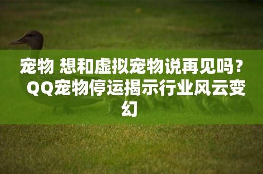 寵物 想和虛擬寵物說再見嗎？  QQ寵物停運揭示行業風云變幻 
