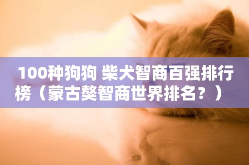 100種狗狗 柴犬智商百強排行榜（蒙古獒智商世界排名？） 