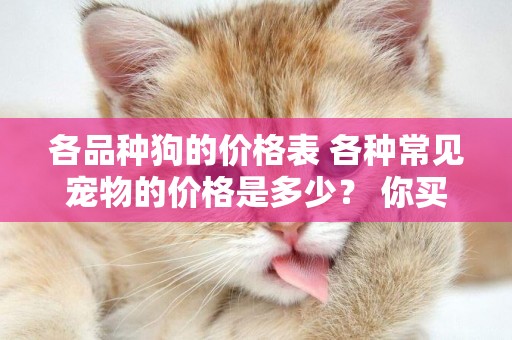 各品種狗的價格表 各種常見寵物的價格是多少？ 你買狗時被騙了嗎？ 