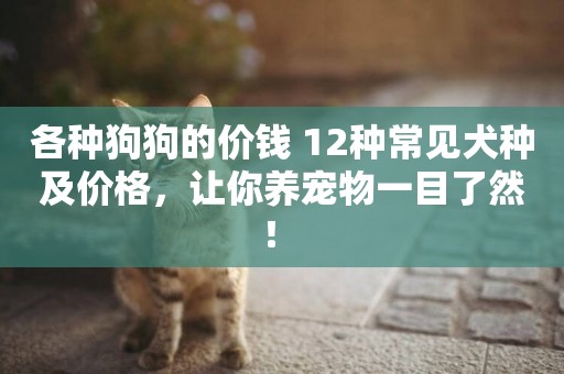 各種狗狗的價錢 12種常見犬種及價格，讓你養寵物一目了然！ 