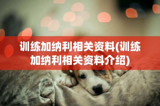 訓練加納利相關資料(訓練加納利相關資料介紹)