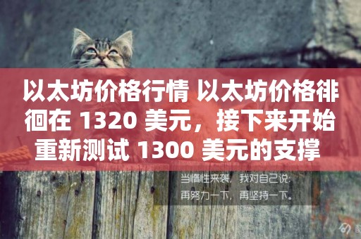 以太坊價格行情 以太坊價格徘徊在 1320 美元，接下來開始重新測試 1300 美元的支撐 