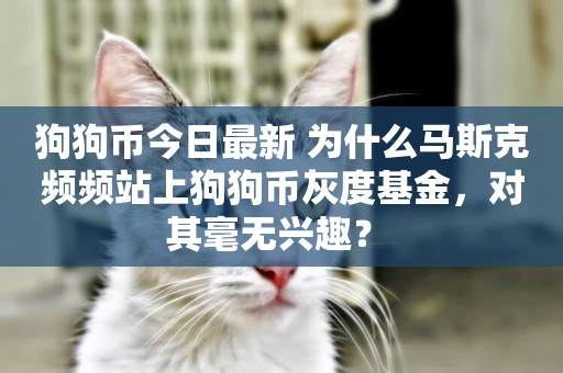 狗狗幣今日最新 為什么馬斯克頻頻站上狗狗幣灰度基金，對其毫無興趣？ 