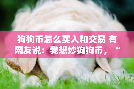 狗狗幣怎么買入和交易 有網友說：我想炒狗狗幣，“誰能教我怎么買狗狗幣？” 