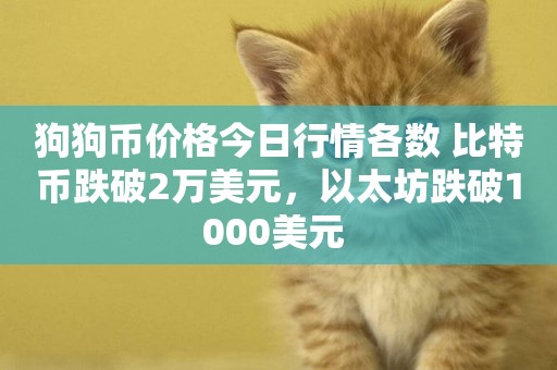 狗狗幣價格今日行情各數 比特幣跌破2萬美元，以太坊跌破1000美元 