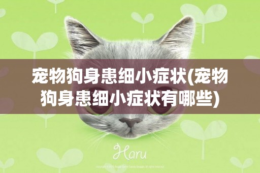 寵物狗身患細小癥狀(寵物狗身患細小癥狀有哪些)