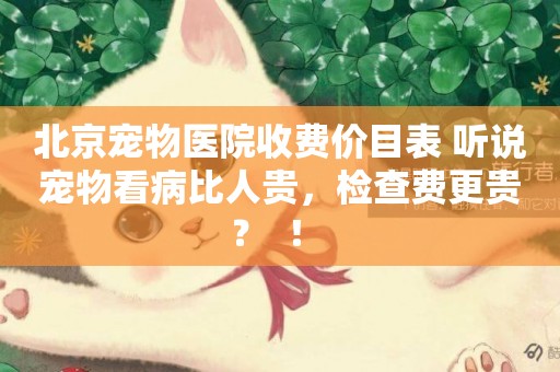 北京寵物醫院收費價目表 聽說寵物看病比人貴，檢查費更貴？  ！ 