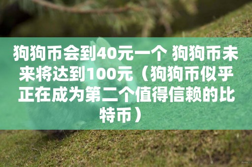 狗狗幣會到40元一個 狗狗幣未來將達到100元（狗狗幣似乎正在成為第二個值得信賴的比特幣） 