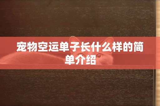 寵物空運單子長什么樣的簡單介紹