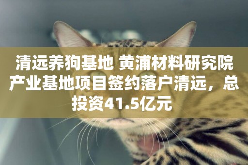 清遠養狗基地 黃浦材料研究院產業基地項目簽約落戶清遠，總投資41.5億元 