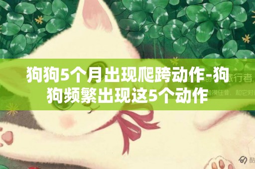 狗狗5個月出現爬跨動作-狗狗頻繁出現這5個動作