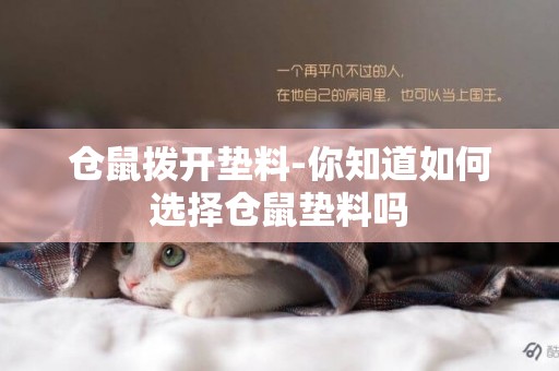 倉鼠撥開墊料-你知道如何選擇倉鼠墊料嗎