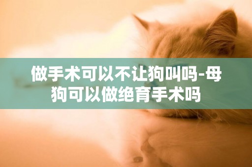 做手術可以不讓狗叫嗎-母狗可以做絕育手術嗎