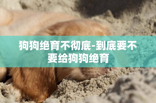 狗狗絕育不徹底-到底要不要給狗狗絕育