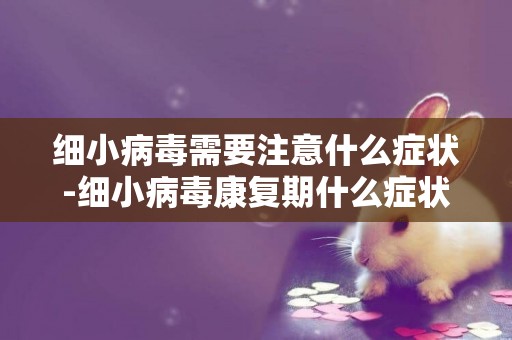 細小病毒需要注意什么癥狀-細小病毒康復期什么癥狀